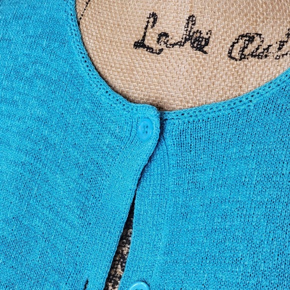 JOSEPHINE CHAUS Women's Vibrant Crochet Button Front Cardigan Size Medium Blue - Picture 9 of 11